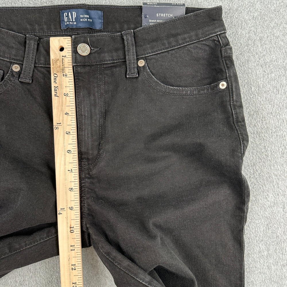 NEW Gap Jeans Women's 10/30R Black Kick Fit Flare Ankle Mid Rise Stretch Raw Hem - Picture 8 of 11